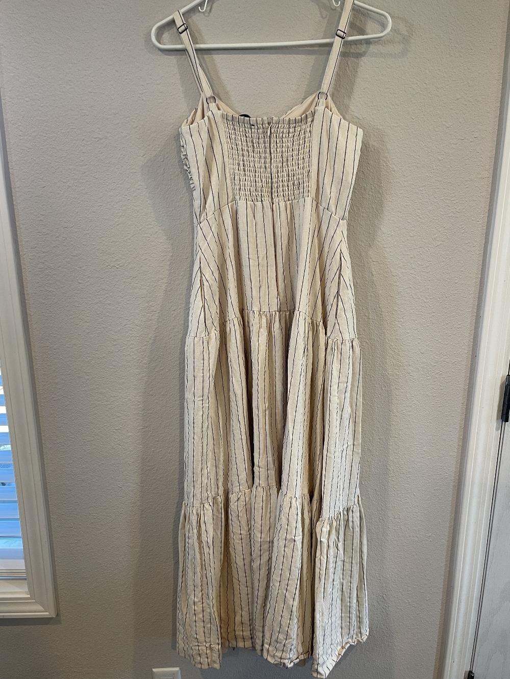 ZARR COLLECTION Womens Casual Cream Black Striped Linen Tiered Maxi Dress Size 8 - Picture 2 of 3